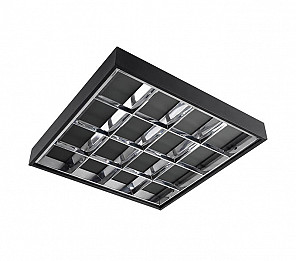 CALHA ATELA LED ALTO BRILHO SOB/EMB FORRO MODULAR 62CM QUA 4XT8 ALETADA PRETA