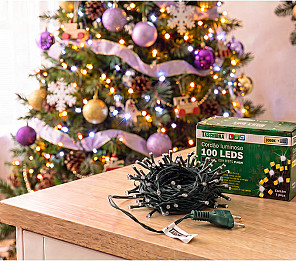 CORDÃO LUMINOSO TASCHIBRA 100 LED ESTÁTICO COM LED FLASH ISOL VD 3000K
