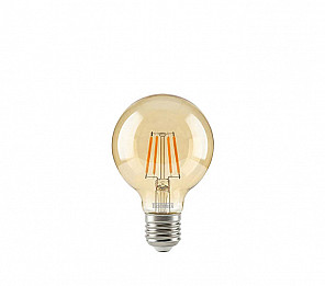 LÂMPADA TASCHIBRA LED FILAMENTO VINTAGE DIMERIZÁVEL G80 4W ÂMBAR E27