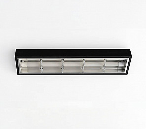 CALHA ATELA LED ALTO BRILHO SOB/EMB FORRO MODULAR 62CM RET 2XT8 ALETADA PRETA